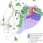 Ecuador: infraestructuras hidrocarburos y superposición con el sistema de áreas protegidas (SNAP). (Pappalardo, 2009)