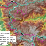 Comparative GIS analysis of catchment's divides by different Digital Elevation Models. Catchment's divides are obtained by three different DEM maps (IGM Ecuador, SRTM, GDEM). Even if they present some spatial differences, all of them confirm that points No. 5 and No. 6 belong to different river basins. The first one belong to the Rio Yasuni, the second one to the Rio Curaray.