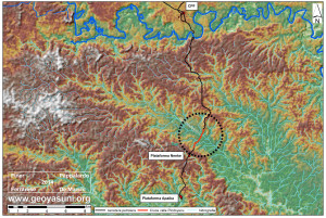 Modelo Digital de Elevaciones (SRTM) en el area del Rio Pindoyacu